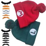 TISOSO Cap Winter Knitted Beanie Hat Skull Cap Beanie Holiday Christmas Hat for Women Men (Red,Green)
