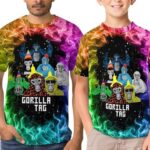 Adult/Kid Games Gorilla T-Shirt Monke Merch Short Sleeve for Boys Girls Men Women A-M