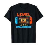 13 Year Old Level 13 Unlocked 13th Birthday Boy Video Games T-Shirt