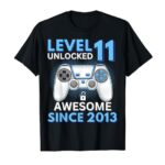 11th Birthday Boy Level 11 Unlocked Gamer Birthday T-Shirt