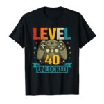40th Birthday 40 Year Old Men Level 40 Unlocked Video Gamer T-Shirt