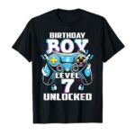 Level 7 Unlocked Video Game 7th Birthday Gamer Boys T-Shirt