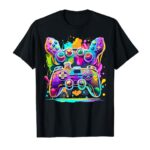 Video Game Controller Paint Drip Colorful Gamers Gaming T-Shirt