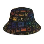 WURTON Game Video Gaming Pattern Print Reflective Bucket Hat Unisex Head Wear with Night Fluorescence Casual Luminous Hat