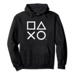 PlayStation PS5 Gamer Controller Icons in Classic White Pullover Hoodie