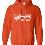 Go All Out Medium Orange Mens Eat Sleep Game Funny Gamers Gaming Sweatshirt Hoodie