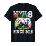 Level 8 Unlocked Awesome 2016 Video Games Birthday T-Shirt
