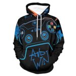 RAMINTSE Video Game Weapon Gamer Play Gaming Adult Men’s Casual Pullover Sweater Classic Soft Cozy Warm Hooded Sweatshirt Long Sleeve Hoodies with Pocket Drawstring, S