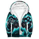 Guhothli Funny Video Game Heavyweight Sherpa Fleece Hoodies for Men, Full Zip Up Sweatshirt Long Sleeve Lined Active Jacket for Daily Wear, Large