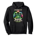 I Paused My Game To Be Here Total Solar Eclipse 2024 Gamer Pullover Hoodie