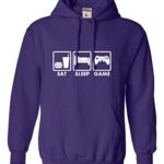 Go All Out XX-Large Purple Mens Eat Sleep Game Funny Gamers Gaming Sweatshirt Hoodie