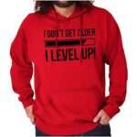 Brisco Brands I Dont Get Older I Level Up Gamer Hoodie Sweatshirt Women Men Red
