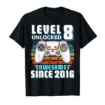 8th Birthday Boy Eight Funny Gamer 8 Year Old Birthday T-Shirt