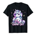 Gamer Girl Unicorn Shirt Cute Gamer Unicorn Girls Women T-Shirt