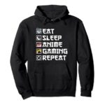 Eat Sleep Anime Gaming Repeat Kawaii Otaku Anime Manga Pullover Hoodie