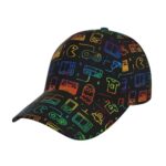Men’s Women Essential Dad Baseball Cap for Game Video Gaming Pattern Black Tech Hat, Moisture Wicking Breathable Dad Hat Peaked Cap Hip Hop Fitted Trucker…