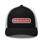 Satoshi Nakamoto Bitcoin BTC Crypto Video Game Snapback Trucker Cap Black/White