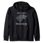 Game Of Thrones House Stark The North Remembers Direwolf Zip Hoodie