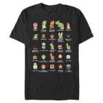Nintendo Men’s Pixel Cast T-Shirt, Medium, Black