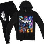 VOASME Kids Pullover Hoodie and Sweatpants Clothes Set Casual Sweatshirt Long Sleeve Hooded Suit for Boys Girls, Black, 11-12 Years