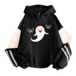 IMPRESSWIT Kawaii Cartoon Hu Tao Genshin Impact Hot Game Anime Hoodies Sweatshirts, Plackwork Black, Large