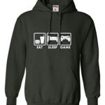 Go All Out X-Large Forest Green Mens Eat Sleep Game Funny Gamers Gaming Sweatshirt Hoodie