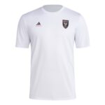 adidas Men’s CF Short Sleeve Pre-Game T-Shirt, White/Club Inter De Futbol Miami, Large