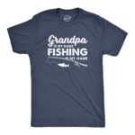 Crazy Dog Mens Grandpa Is My Name Fishing Is My Game T Shirt Funny Fathers Day Fisherman Tee for Grandfather Heather Navy XXL