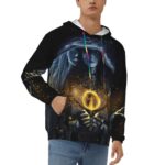 LOOFBTTFW Game El-den Men’s Hoodie Ring Hooded Unisex Pullover Print Pullover Hooded Sweatshirt with Big Pockets Large Black