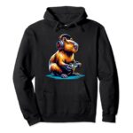 Capybara Shirt Funny Capybara Rodent & Video Games Lover Pullover Hoodie