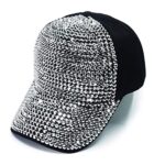 Bling Baseball Cap for Women with Full Diamond Design Adjustable Ladies Baseball Travel Cap (Beige)