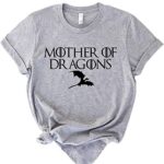 ANRevelinCN Unisex Cotton Round Neck Short Sleeved T-Shirts Mother of Dragons T-Shirts Game of Thrones (Grey,L)