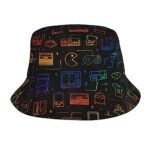 WURTON Game Video Gaming Pattern Print Unisex Bucket Hat Lightweight Cute Polyester Bucket Hat for Travel, Fishing,Sun Hat