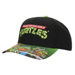 TMNT Classic Retro Cartoon Characters & Logo Men’s Black Precurve Snapback Hat