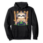 Gamer Sloth Gaming Gamer Video Game Controller Nerd Pullover Hoodie