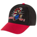 Nintendo Boys Baseball Cap, Super Mario Adjustable Kids Hat for Ages 4-7 Black/Red