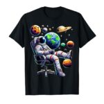 Astronaut Gamer Space Gaming System Planets T-Shirt