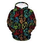 Guhothli Abstract Weapon Gamer Gaming Unisex Novelty Hoodies 3D Printed Graphics Pockets Pullover Sweatshirts for Hiking Travel Camping, 2XL Black