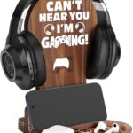 Slothoem-Gamer Gifts for Teenage Boy, Gamer Room Decor for Man, Best Gifts for Son, Boyfriend, Husband, Gaming Accessories, Wooden Gaming Headset Stand for Gaming Desktop-…