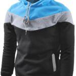 Mooncolour Mens Novelty Color Block Hoodies Cozy Sport Autumn Outwear Black US Large Black US Large