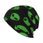 FDNUPIAN Alien Cool Black Green Beanie Hat Cap Winter Softknit Stocking Cap Slouchy Headwear for Adult Outdoor