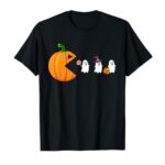 Halloween Gamer for Kids Boys Men Pumpkin Eating Ghost Gamer T-Shirt