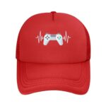 YVNUM Gamer Heartbeat Funny Video Game Men’s Baseball Hat Original Trucker Hat Adjustable Red