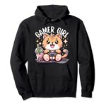 Gamer Girl Cat Gaming Cute Video Game Women Girls Pullover Hoodie