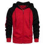 Wirltte Mens Zip Up Hoodie Long Sleeve Hoodies for Men Sports Hooded Collision Color Sweatshirt with Pocket Red Black S