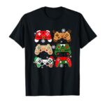 Boys Christmas Shirt Santa Elf Gaming Controllers Gamer Xmas T-Shirt