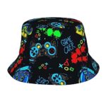 Unisex Bucket Hat Reversible Fisherman Hat Compatible with Video Game Weapon Gamer Pattern Packable Casual Travel Beach Sun Hats for Men Women Sun Protection