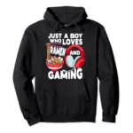 Just A Boy Who Loves Ramen And Gaming Japan Anime Video Game Pullover Hoodie