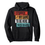 I Stopped My Game To Be Here Gaming Funny Gamer Vintage Pullover Hoodie
