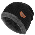 YSense Mens Winter Hats Warm Slouchy Beanie Oversized Baggy Hat Fleece Lined Knit Skull Cap Black